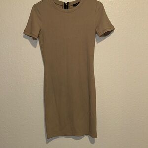 Forever 21 Brown Sheath Mini Dress Short Sleeve Crew Neck